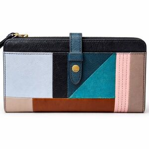 Fossil Patchwork Leather Zip-Around Wallet | Multicolor